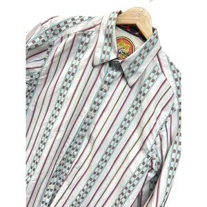 Robert Grahm Striped Multicolor Button Down with Contrasting Cuffs